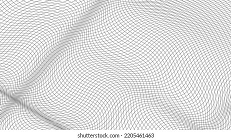 Grid Wavy Lines Pattern, Mesh Square Matrix Stretch Density Texture