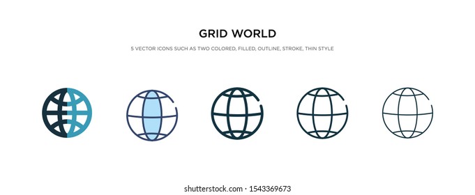 grid world icon in different style vector illustration. two colored and black grid world vector icons designed in filled, outline, line and stroke style can be used for web, mobile, ui