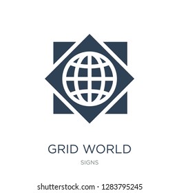 grid world icon vector on white background, grid world trendy filled icons from Signs collection, grid world vector illustration
