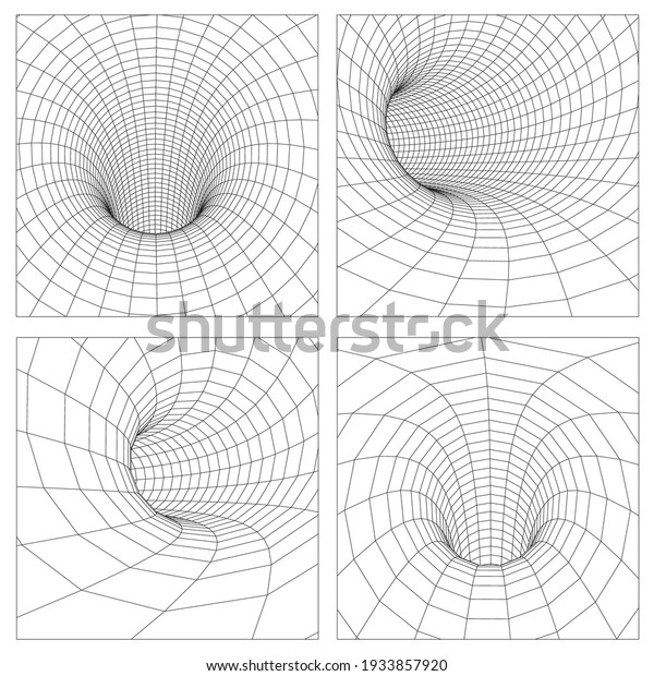 Grid Wormhole Wireframe Tunnel 3d Gravity Stock Vector (Royalty Free ...