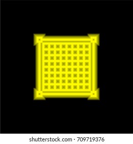 Grid yellow glowing neon ui ux icon. Glowing sign logo vector