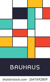 Bauhaus-Poster auf Gitterbasis mit Farbblöcken und Vektorgrafik mit sauberer Struktur