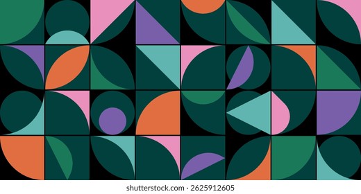 Diseño geométrico basado en rejillas con influencia Bauhaus y tonos verdes. Perfecto para fondos minimalistas, identidad visual o decoración.
