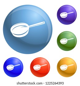 Griddle icons set vector 6 color isolated on white background