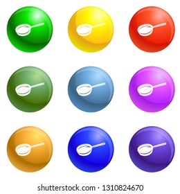 Griddle icons vector 9 color set isolated on white background for any web design 