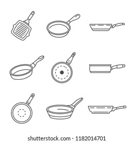 Griddle pan icon set. Outline set of griddle pan vector icons for web design isolated on white background