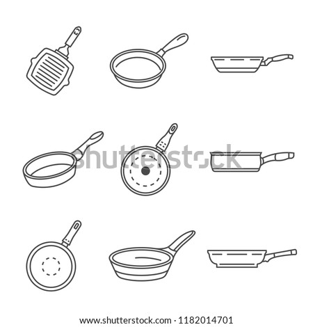 Griddle pan icon set. Outline set of griddle pan vector icons for web design isolated on white background