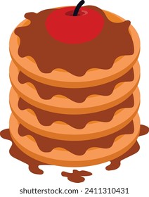 griddlecake or flapjack isometric concept, Frixuelos or Spanish crepes vector icon design, Bakery and Baker symbol food preparation and Kitchen Utensils sign, Recipe development stock illustration