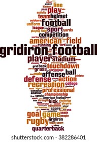 Gridiron football word cloud concept. Vector illustration