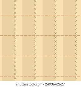 Grid-like design with hand drawn intersecting lines and X-shaped stitches. Minimalist geometrical pattern. Suitable for fabrics, wallpapers, and other decorative elements