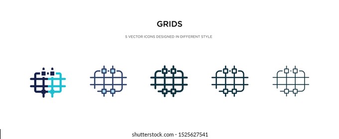 grids icon in different style vector illustration. two colored and black grids vector icons designed in filled, outline, line and stroke style can be used for web, mobile, ui