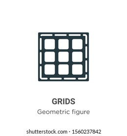 Grids vector icon on white background. Flat vector grids icon symbol sign from modern geometric figure collection for mobile concept and web apps design.