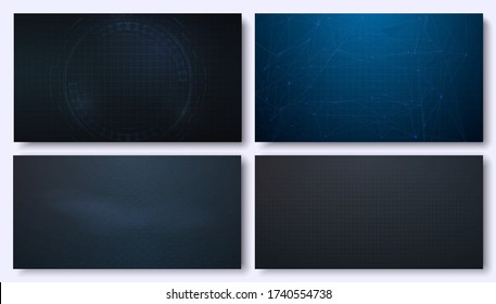 Grids For A Virtual Futuristic Interface. These Patterns Are Great For Background Texture Or Building Blocks For An Interface. Electronic Grid For Futuristic User System. ( HUD, GUI, VFX )