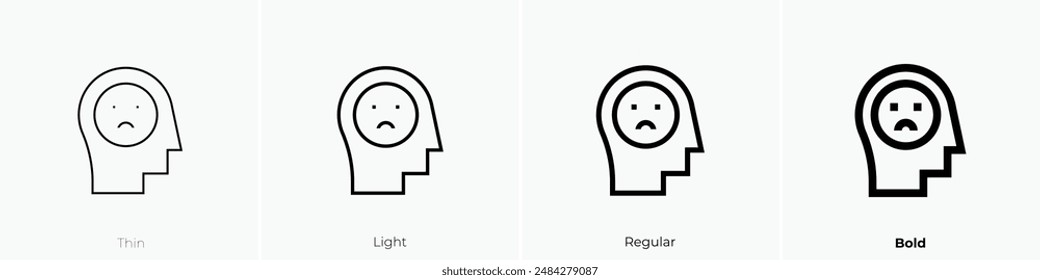 grief icon. Thin, Light Regular And Bold style design isolated on white background