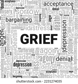 Grief word cloud conceptual design isolated on white background.