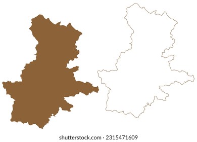 Grieskirchen district (Republic of Austria or Österreich, Upper Austria or Oberösterreich state) map vector illustration, scribble sketch Bezirk Grieskirchen map