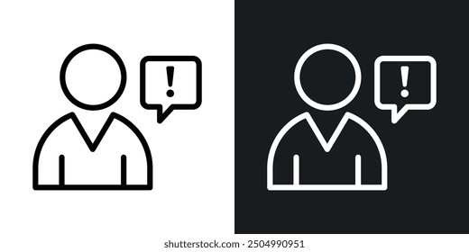 Conjunto de íconos de Vector de quejas en blanco y negro con estilo relleno y delineado.