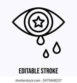 Grieve, Eye Crying, Memorial Day Vector Icon. Isolated Lineal Editable Stroke Vector Icon.