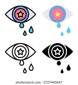 Aflicción, llanto de ojos, ícono del Vector del Día de los Caídos. Adecuado Para App Móviles, App De Web Y Medios Impresos. Múltiples iconos de estilo, 