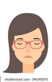 Grieving woman with eyes closed.