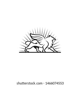 Griffin abstract black and white logo vector