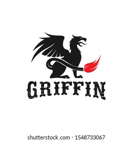 Griffin animal mythology logo design silhouette