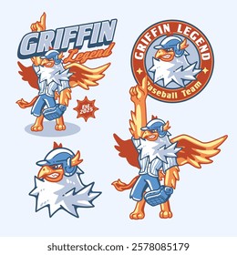 Griffin Baseball Mascot Cartoon Character 