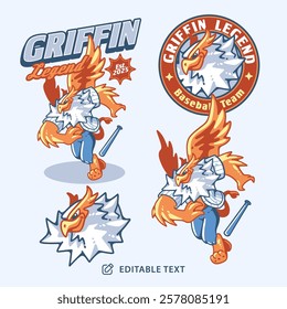 Griffin Baseball Mascot Cartoon Character 