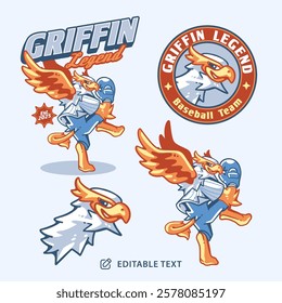 Griffin Baseball Mascot Cartoon Character 