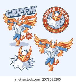 Griffin Baseball Mascot Cartoon Character 