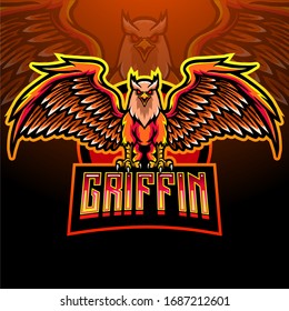 Griffin bird esport logo mascot design.