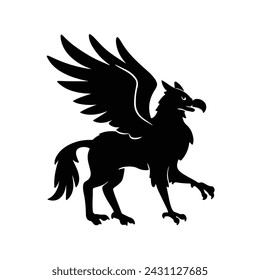 Griffin Black silhouette on wings with isolated side view