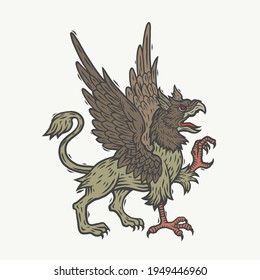 A griffin. Can be used as a sketch of a tattoo.