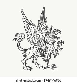 A griffin. Can be used as a sketch of a tattoo.