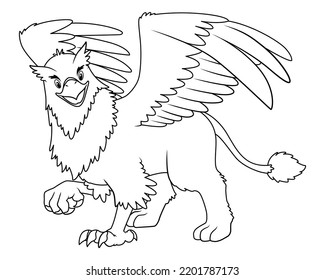 Griffin Cartoon Illustration - BW