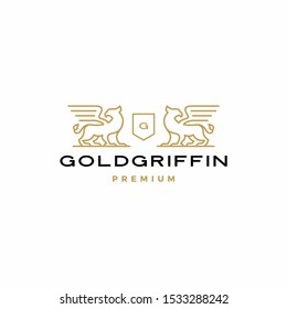 griffin coat of arms logo vector icon illustration	