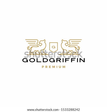 griffin coat of arms logo vector icon illustration	
