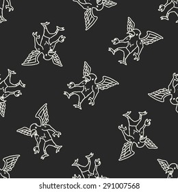 griffin doodle seamless pattern background