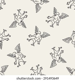 griffin doodle seamless pattern background