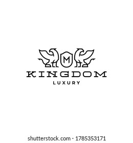griffin eagle lion initial logo with crest or shield mythical elegant luxury vintage hipster label illustration vector