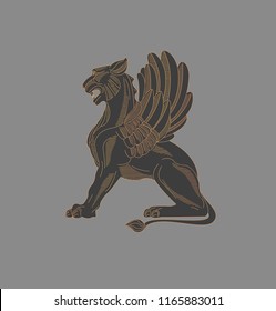 Griffin engraving graphic, linear texture