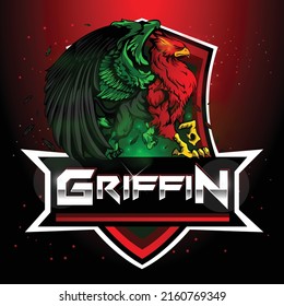 Diseño y carácter del logotipo de la mascota de juegos Griffin Esport