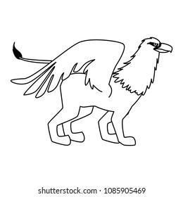 Griffin fantastic creature on black and white colors