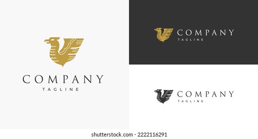 Griffin Fly Wing Mythic Myth Mythical Animal Logo Design Vector Template Concept for Brand Business Company