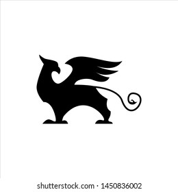 griffin gargoyle logo design vector illustration, line art style