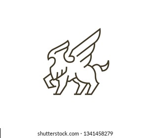 Griffin, griffon, or gryphon logo - Icon in minimal simple line style