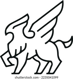 Griffin, griffon, or gryphon logo - Icon in minimal simple line style