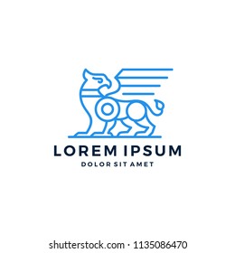 griffin gryphon griffon logo eagle lion line art outline monoline vector illustration