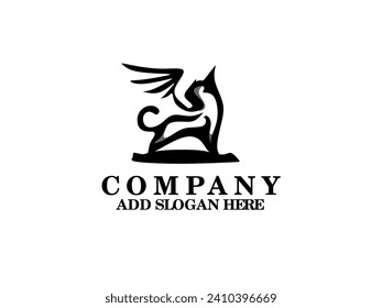 Griffin or gryphon shillouette Logo Vector Design.