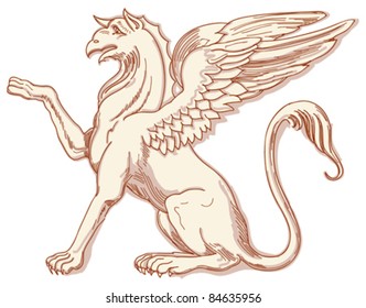 Griffin - hand draw sketch based "The Five Orders of Architecture" is a book on architecture by Giacomo Barozzi da Vignola from 1593. Vector illustration.